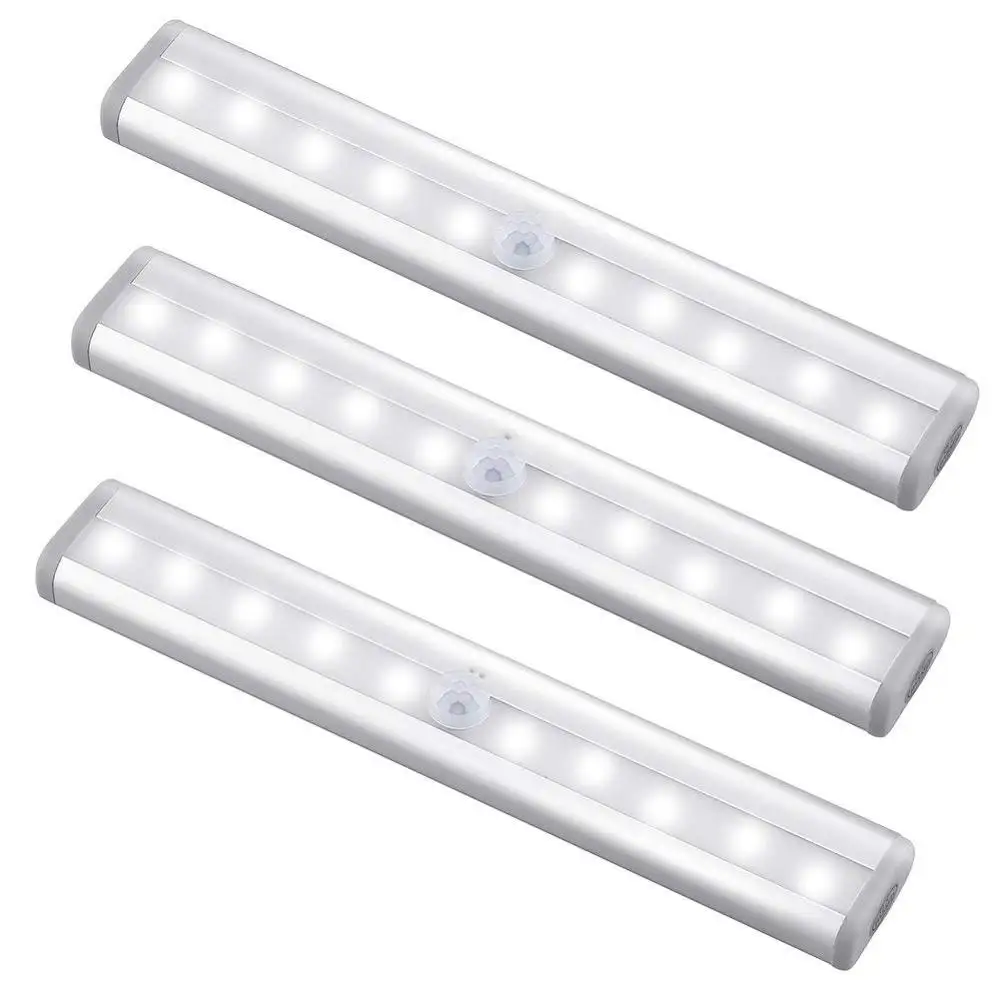 10 LEDs PIR LED Motion Sensor Closet Light Cupboard Wardrobe Bed Lamp LED Under Cabinet Night Light For Closet Stairs Kitchen