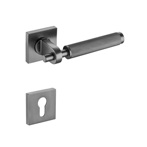 Ensemble <span class=keywords><strong>de</strong></span> poignées <span class=keywords><strong>de</strong></span> porte à levier tubulaire <span class=keywords><strong>en</strong></span> laiton massif gris, style europé<span class=keywords><strong>en</strong></span> moderne, avec rosette carrée, serrure à mortaise pour appartement et villa - Product Image 6