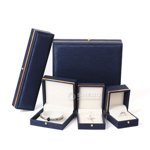 Caja de Joyería de Piel Sintética Negra y Roja con Borde Dorado para Anillos, Pendientes y Collares, Novedad de Moda al por Mayor - Product Image 5