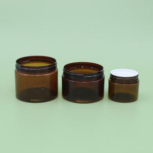 <strong>Wholesale</strong> Empty <strong>Amber</strong> PET Plastic Single Wall <strong>Jar</strong> with Black Screw Lids in Stock - Product Image 4
