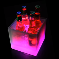 Seau à Glaçons LED pour Champagne et Vin, Seau à Glace Carré Lumineux pour Boissons, Bière, Fêtes, Bars, Maison et Mariages