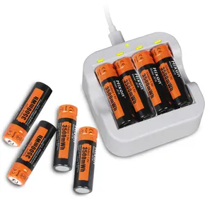 rechargable doppel ein batterien Suppliers-1.5V Lithium Battery Cell 3500mWh Long Lasting Rechargeable Double A Li-ion Batteries