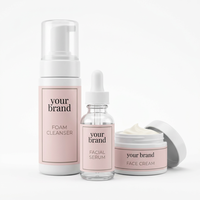 Kit de Soins Visage Coréens Bio Naturels 4-en-1 Anti-Âge et Éclaircissant à Marque Blanche – Sérum et Crème