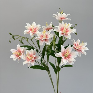 Fleurs de lys artificielles Meng Jie à double pétale en soie, bouquet imperméable pour décoration intérieure et accessoires de mariage - Product Image 2