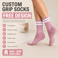 Chaussettes mi-mollet antidérapantes de haute qualité pour femme, en fibre de bambou respirante, avec logo personnalisé, pour Pilates et Yoga, collection automne