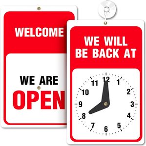 Sẽ được trở lại/chào đón chúng tôi đang mở hai mặt được trở lại đồng hồ dấu hiệu có thể điều chỉnh PVC Vinyl đồng hồ - Product Image 1