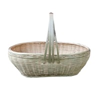 Panier en bambou tressé artisanal chinois, plateau de rangement portable pour la récolte et les pique-niques, idéal pour la décoration de cuisine de ferme
