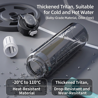 Bouteille d'eau sport Tritan avec compartiment à thé, brosse de nettoyage, compatible eau bouillante, portable, pour étudiants et activités de plein air