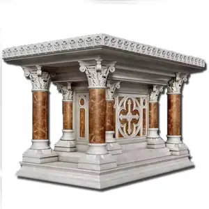 Fabricant taille personnalisée autel en marbre décoration de la maison catholique table d'autel en marbre sculpté
