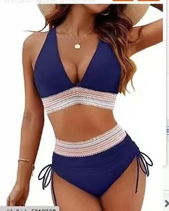 Maillot de bain deux pièces taille haute texturé sur mesure, bikini triangle micro mini string pour femme - Product Image 6