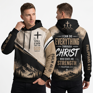 Sudadera con Capucha Casual de Invierno para Hombre con Estampado de Versículos Bíblicos, Corte Regular, Transpirable, con Bolsillos, 350 gramos - Product Image 1