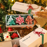 Ensemble de boîtes cadeaux carrées écologiques et biodégradables avec bougies parfumées en forme de fleur, fermeture magnétique et poignée pour la décoration des fêtes