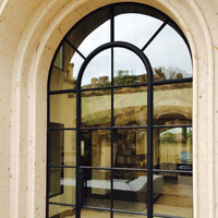 Hotian, puerta de cristal de arco negro interno curvo personalizado, puerta de arco de cristal de acero grande a la venta