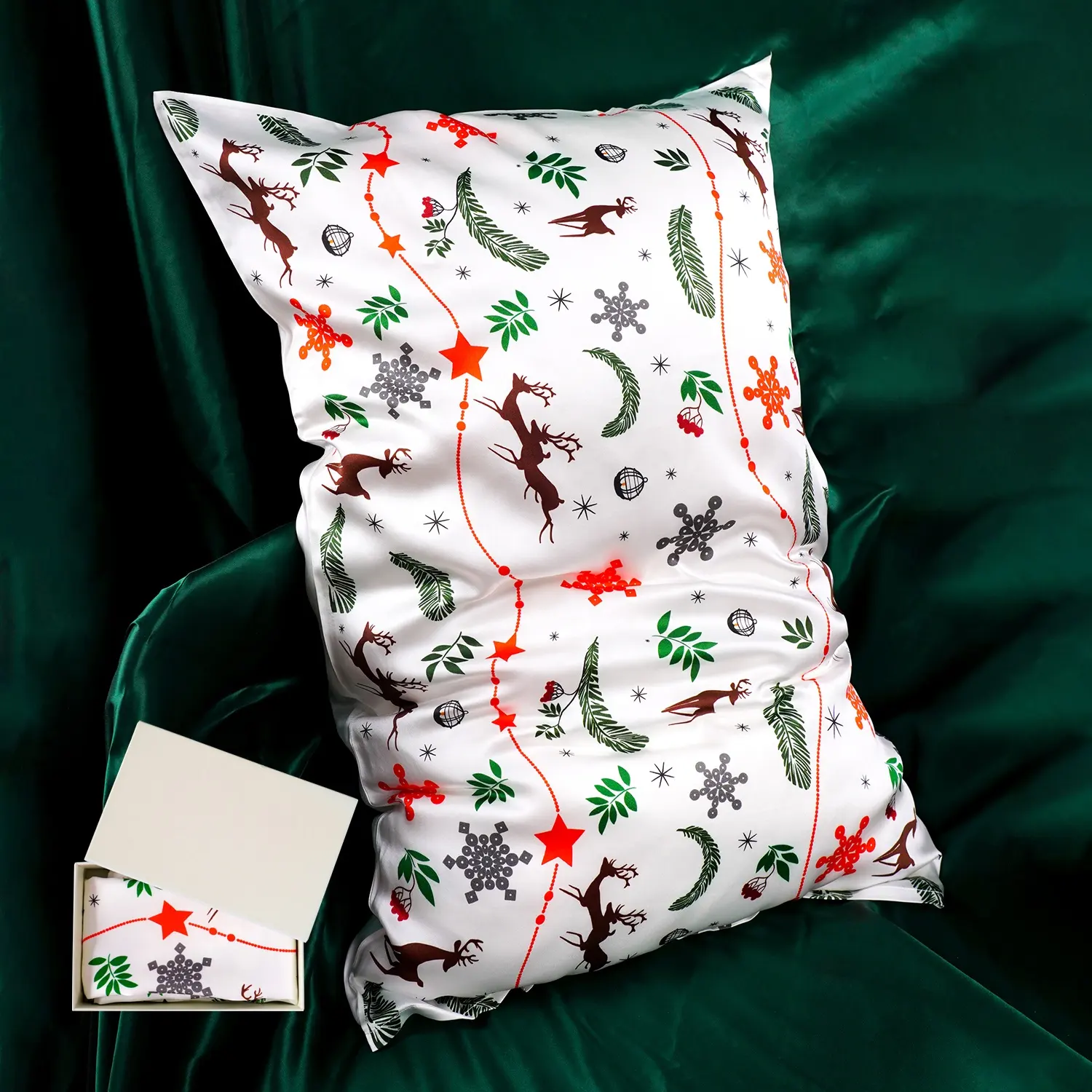 Luxury 100% Real Mulberry Silk Pillowcase Printing Silk Pillow Case For Christmas Silk Pillow Covers