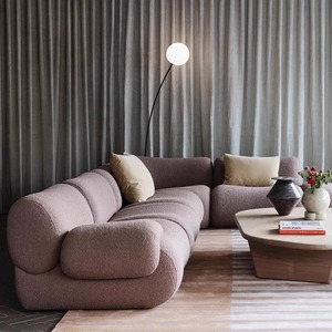 Set di lusso moderno divano modulare a forma di L con copertura in tessuto di riempimento spugna Design ecologico per salotti appartamento - Product Image 6