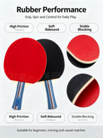 Ensemble de tennis de table portable 2 raquettes 3 balles, raquette de tennis de table professionnelle à Long manche avec sac de transport