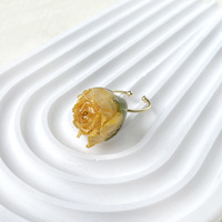 Fleur éternelle fleur séchée bague naturelle vraie fleur jaune rouge Rose rétro femme lumière luxe haut sens ouverture anneau