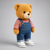 Oso de peluche personalizado relleno de algodón PP personalizado con ropa y logotipos hechos de felpa larga