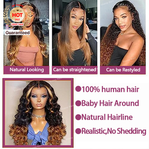 250% Sdd Ombre Màu Đỏ Nâu Màu 13X6 HD Ren Phía Trước Xương Thẳng Tóc Giả Preplucked 13X4 Ren Phía Trước Tóc Giả Tóc Con Người Cho Phụ Nữ - Product Image 5