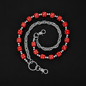 Colorful Dice <b>Waist</b> <b>Chain</b> Double Layer Metal <b>Chain</b> For Pants Unisex Fashion Accessory Casual Geometric Design Zinc Alloy - Product Image 4