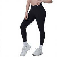 Nouveau Legging de Yoga Sans Couture en Nylon Double Face Couleur Unie, Taille Croisée Ajustée, Longueur Intégrale, Infroissable, Style Européen et Américain, pour le Commerce Transfrontalier