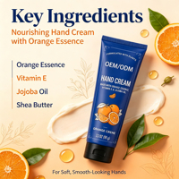 Crème pour les mains à l'orange, marque privée OEM, huile de jojoba, vitamine E, nourrissante, hydratante, parfum d'agrumes, légère, soin des mains rugueuses, douce, 95g