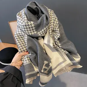 Korean Fashion Women Pashmina Scarves Fringe Wrap Winter Warm Brands Designer Cashmere Scarf Shawls