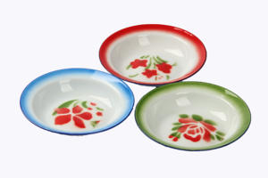 Bol et assiettes en émail épais avec couvercle, motif floral décoratif, pour cuisine nostalgique, 14-26 cm - Product Image 2