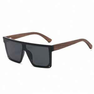 Gafas de Sol Cuadradas Polarizadas de Madera con Patillas de Bambú, Diseño Retro Unisex, Protección UV400, Moda 2022 - Product Image 5