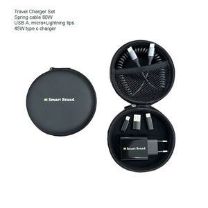 Juego de Cable USB C Retráctil de 60W y Cargador PD de 45W con Puntas Intercambiables, con Logotipo Personalizado, para Viajes de Negocios y Regalos Tecnológicos - Product Image 1