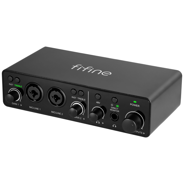 For Ampli3 Type-C 2-in-2-out 44.1KHz-192KHz 16/24-bit Audio Interface USB Treble Sound Card Mixer for Desktop Live Computer