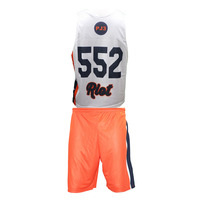 Seragam Lacrosse Sublimasi Kustom Grosir Pinnies Jaring Bersirkulasi Uniseks Lacrosse Jersey Bolak-balik