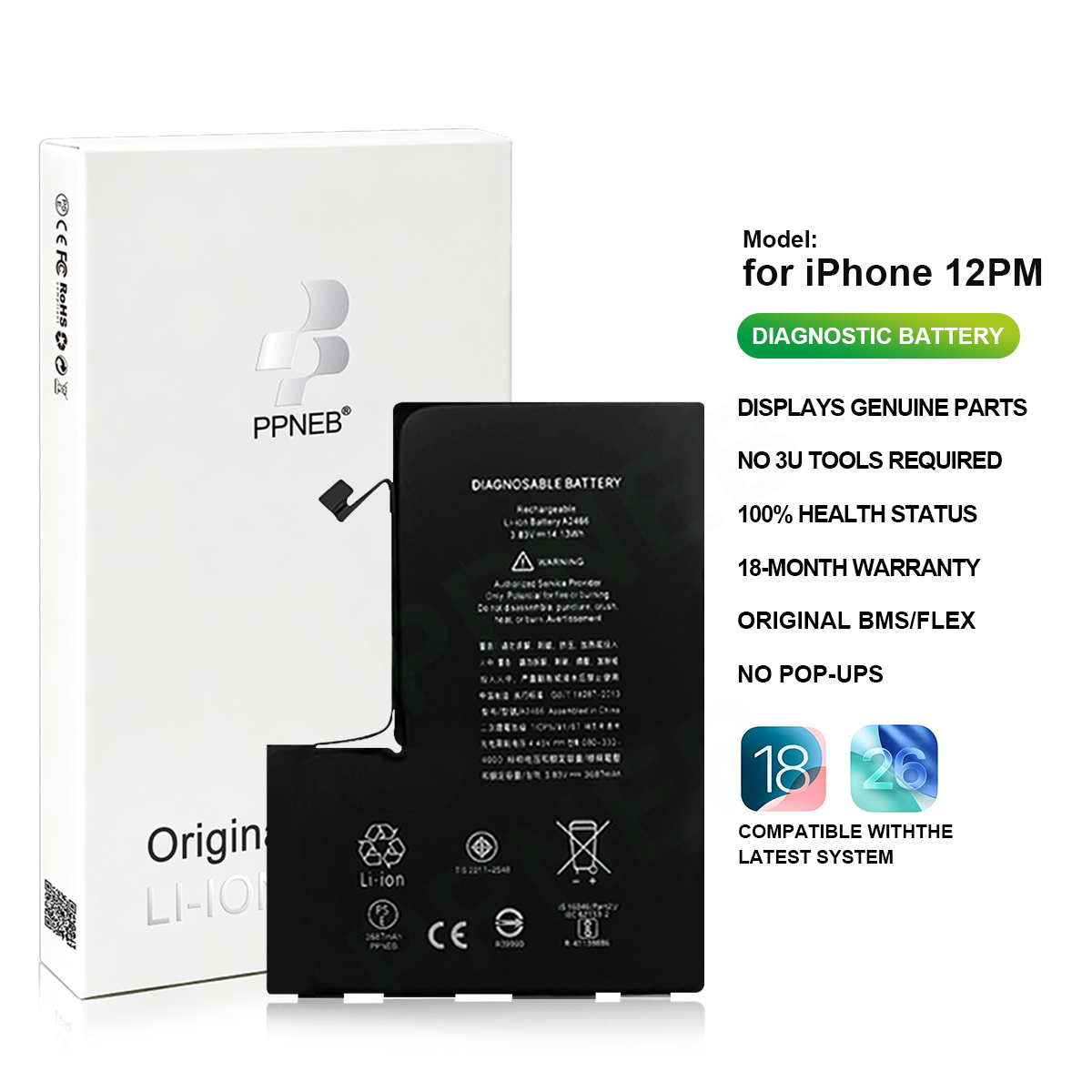 Para batería de iPhone 12 Pro Max
