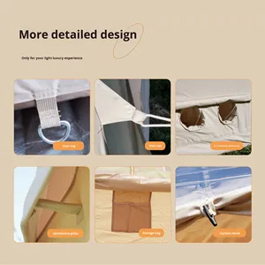 Opblaasbare tent <span class=keywords><strong>7</strong></span> ㎡   Luxe TC katoenen draagbare vierseizoenen dakkoffer met dubbele laag, regenbestendig en zonwerend voor kamperen - Product Image 3