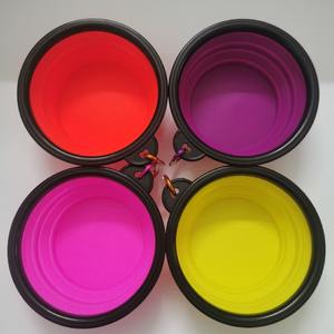 Mangkuk anjing silikon lipat portabel Logo kustom ramah lingkungan baskom anjing gantung rumah tangga untuk perlengkapan rumah minum luar ruangan polos - Product Image 2