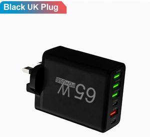 65W 3.1A 2 Type-c PD 4USB Fast Charging Quick Charger 6-port Travel Wall <b>Adapter</b> for Apple for Samsung for Xiaomi for Huawei - Product Image 3