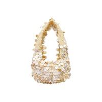 Nouveau Sac à Main Tendance en Forme de Coquille à Motif Géométrique, Orné de Paillettes et de Strass, Fait Main, Sac à Bandoulière Tissé, Collection 2026