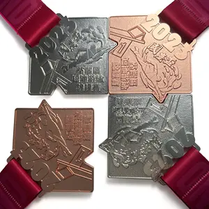 Custom 2D 3D Award Swimming Medal With Ribbon Wholesale Metal Sports Race Puzzle Medal