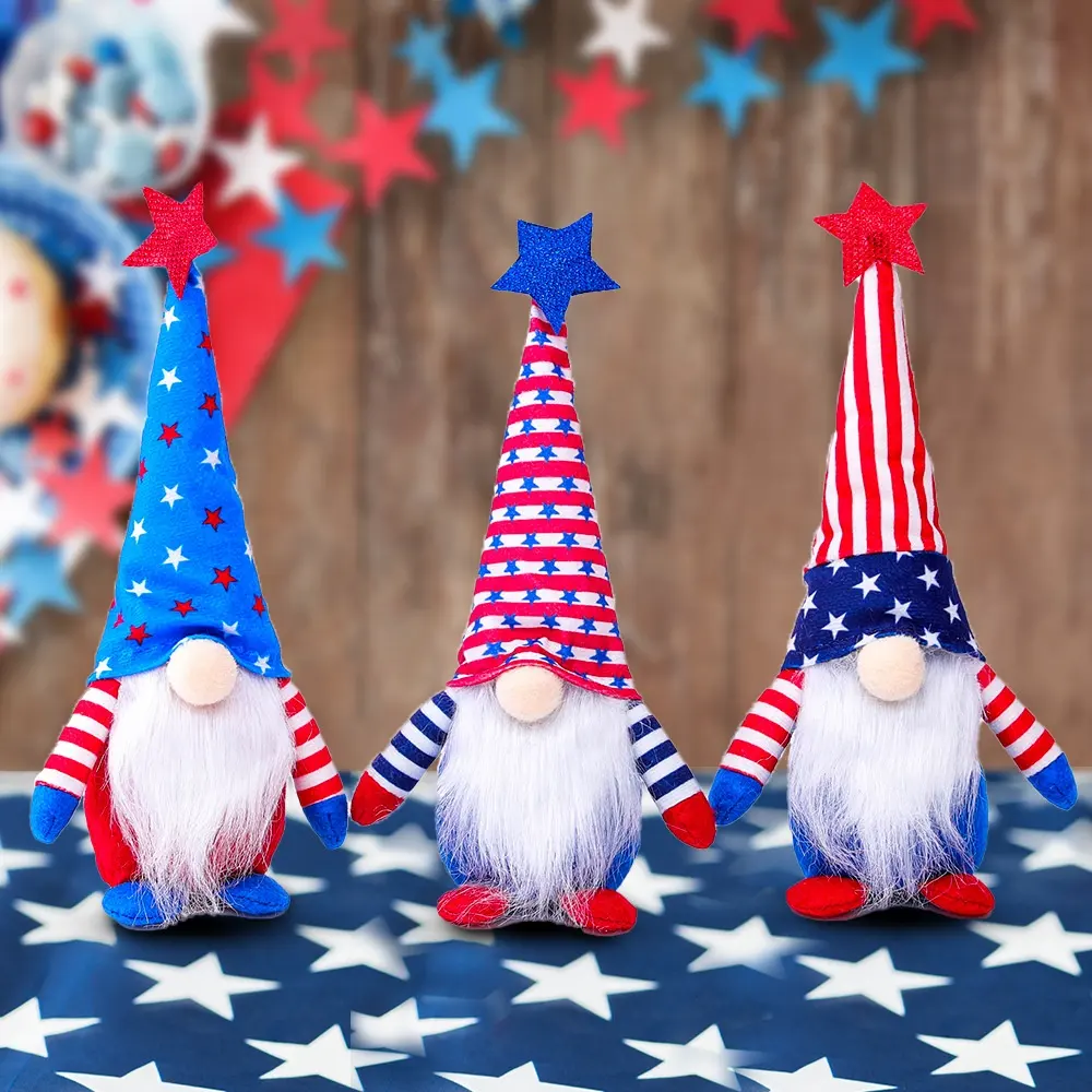 OurWarm Faceless USA ตุ๊กตา Gonk วันประกาศอิสรภาพความรักชาติผ้า Plush 4th กรกฎาคม Decor Gnomes