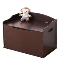 Espresso Classic Austin - Banco de almacenamiento de madera con tapa con bisagras de seguridad, caja organizadora de juguetes de gran capacidad para niños