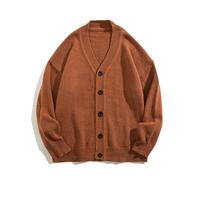 Nueva Moda de Primavera, cárdigan de punto de manga larga de gran tamaño para hombre, cárdigan informal de Color puro personalizado OEM y ODM