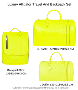 Ensemble sac à dos de voyage et sac à dos de luxe en cuir croco <span class=keywords><strong>jaune</strong></span> fluo pour femmes et hommes avec logo personnalisé - Product Image 5