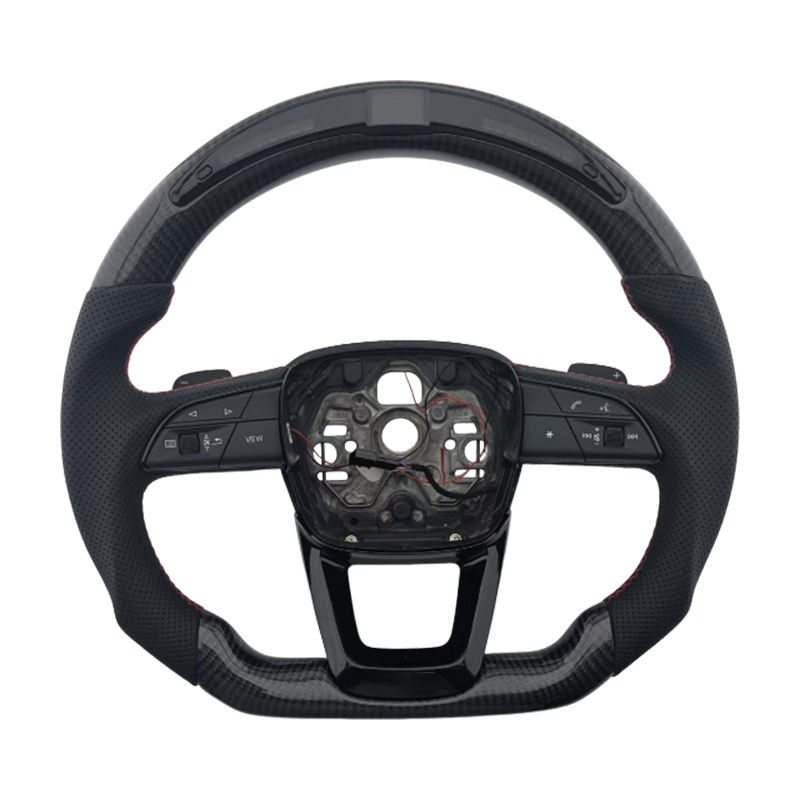 คาร์บอนไฟเบอร์+หนังเจาะรู+LED+เย็บสีแดง