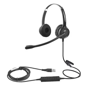 أسعار الجملة أكثر من الأذن USB الأذنية يخدع كابل سماعة رأس لمركز الاتصال Mic أفضل الضوضاء إلغاء سماعات السلكية ل مكتب