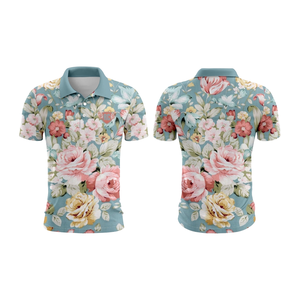 Polo de golf respirant sans col à séchage rapide pour hommes T-shirt à manches courtes personnalisé imprimé numériquement dans les grandes tailles - Product Image 1