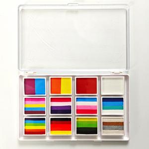 พาเลทแต่งหน้าฮาโลวีน 12 สี ระดับมืออาชีพ จัดส่งรวดเร็ว สีรุ้งแบบละลายน้ำได้ สำหรับเพ้นท์หน้าเด็ก - Product Image 1