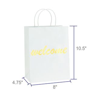 Recycled Fashionable Style Gold and White Supier Shopping Gift Paper Packaging Bag With Rope - Product Image 3