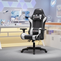 Chaise de bureau ergonomique confortable pour le jeu sur ordinateur avec repose-pieds réglable, chaise de jeu vidéo en cuir PU pour les joueurs