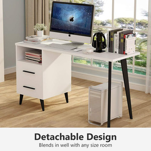 Elegante Design Moderno a Forma di L In Legno Bianco Ufficio Scrivania Del Computer Da Tavolo con Cassetto contenitore Aperto - Product Image 2