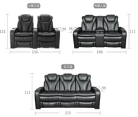 Sofá Reclinable Eléctrico de Lujo de 3 Plazas en Cuero Genuino con Mesa Auxiliar y Puerto USB para Sala de Estar, Venta al Por Mayor